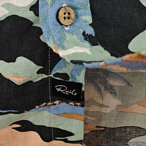 Rails Carson Hawaiian Shirt Mens Size 2X Camo Tropical Aloha Short Sleeves NWT - Picture 7 of 11